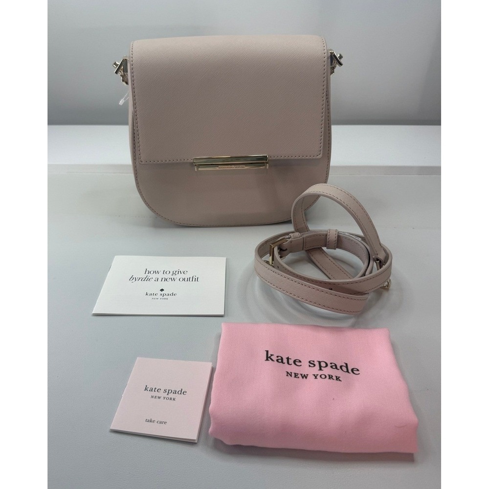 Kate Spade Cameron Street Byrdie Saffiano Leather Saddle Bag Dusty Pink NEW